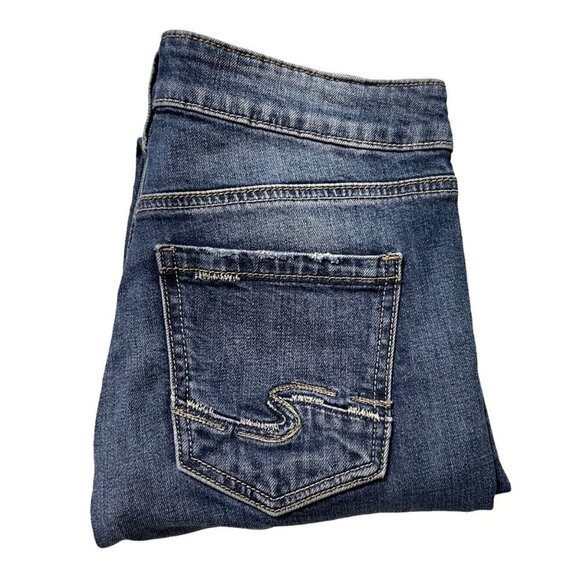 Silver Jeans Women's Dark Wash Distressed Stretch Mazy Skinny Jeans Size 26 29 - Picture 4 of 9